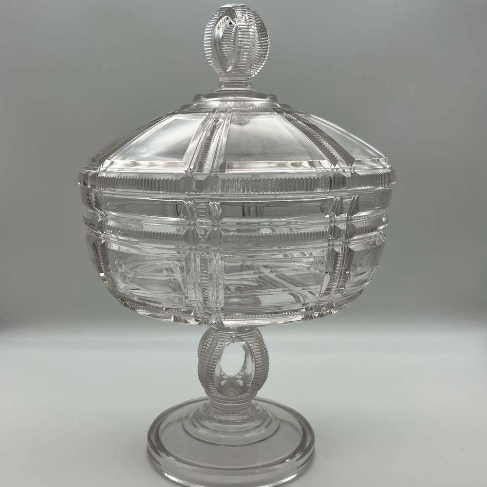 1880s Pressed Glass Lidded Compote